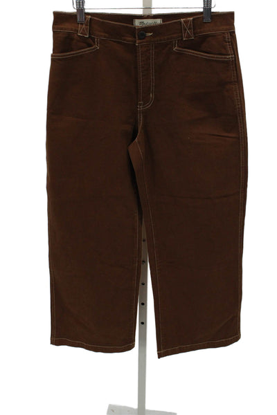 Madewell Women Chino Pants Brown Cotton Button Size 29