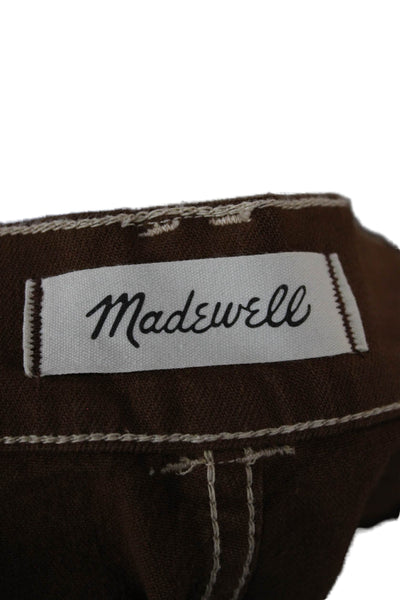 Madewell Women Chino Pants Brown Cotton Button Size 29