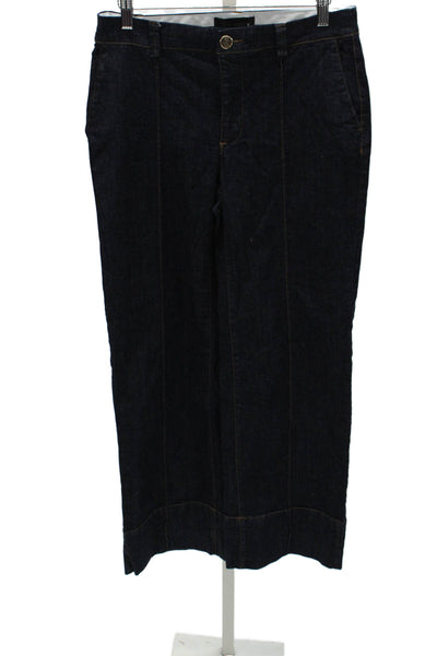 Zara Womens Wide-Leg Jeans Blue Cotton Mid Rise Inseam 30 Size M