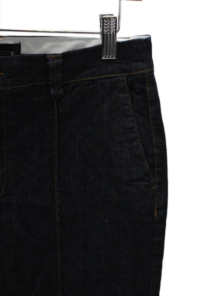 Zara Womens Wide-Leg Jeans Blue Cotton Mid Rise Inseam 30 Size M