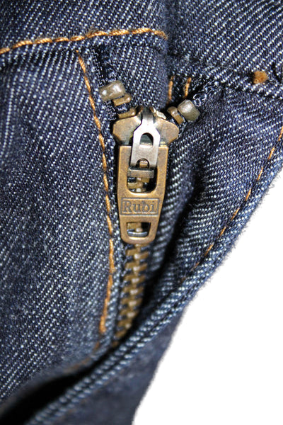 Zara Womens Wide-Leg Jeans Blue Cotton Mid Rise Inseam 30 Size M
