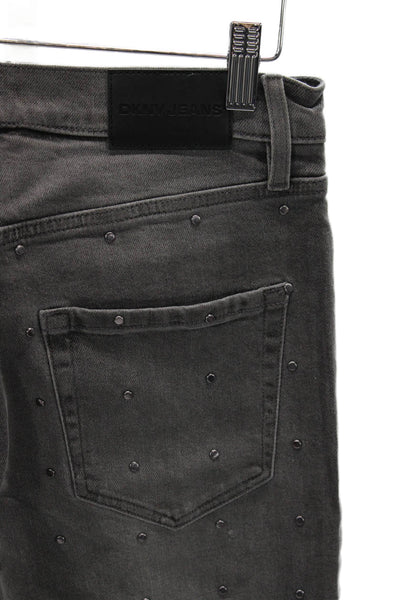 DKNY Jeans Womens Wide-Leg Gray Cotton Blend Jeans Size 27