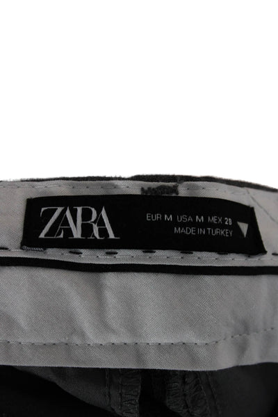 Zara Womens Dress Pants Gray Polyester Solid Button Size M
