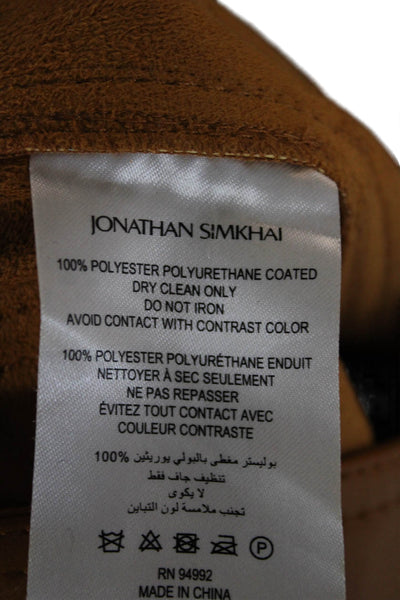 Jonathan Simkhai Womens Cropped Faux Leather Pants Brown Button Size 2