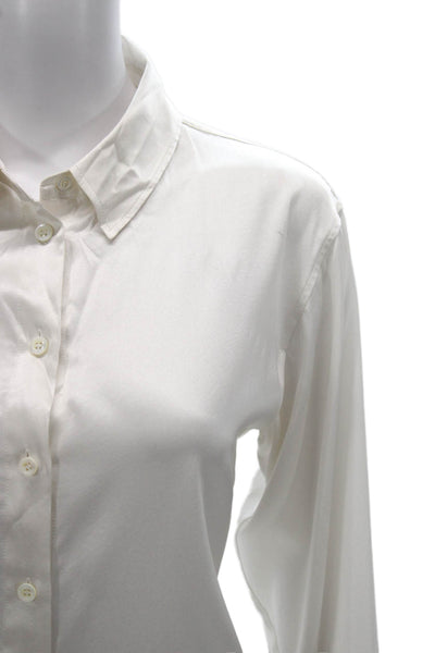 Frame Womens Silk Collared Basic Button-Up Blouse White Long Sleeve Size XS