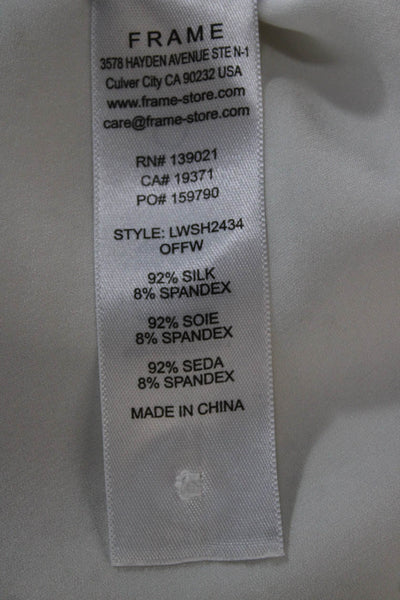 Frame Womens Silk Collared Basic Button-Up Blouse White Long Sleeve Size XS