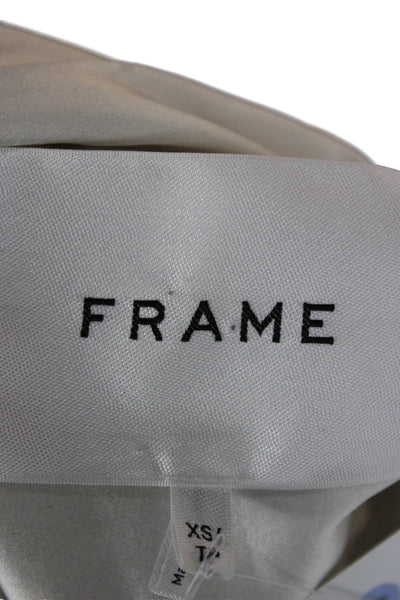 Frame Womens Silk Collared Basic Button-Up Blouse White Long Sleeve Size XS