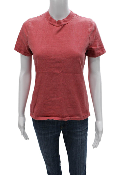 Madewell Womens Basic Red Cotton Mock Neck Short Sleeve T Shirt Size S