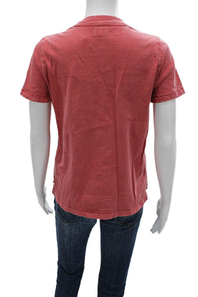 Madewell Womens Basic Red Cotton Mock Neck Short Sleeve T Shirt Size S