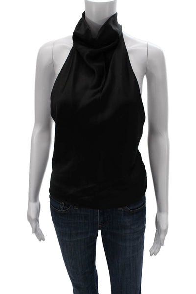 Zara Women Basic Black Halter Sleeveless Tank Polyester Size XS