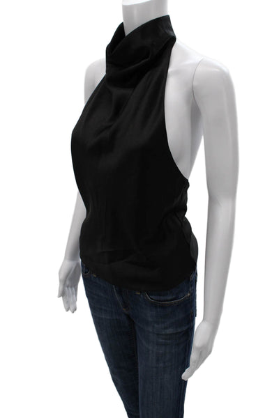 Zara Women Basic Black Halter Sleeveless Tank Polyester Size XS