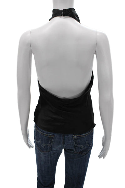 Zara Women Basic Black Halter Sleeveless Tank Polyester Size XS
