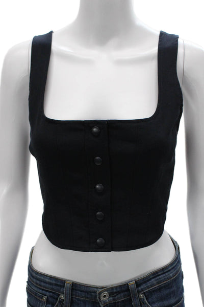 Wayf Women Cropped Tank Black Square Neck Size S