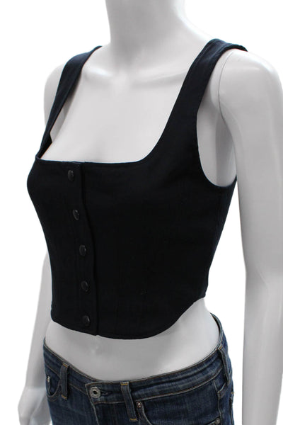 Wayf Women Cropped Tank Black Square Neck Size S