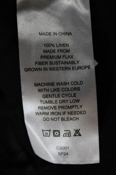 Quince Women Black Linen Square Neck Sleeveless Basic Tank Size XL