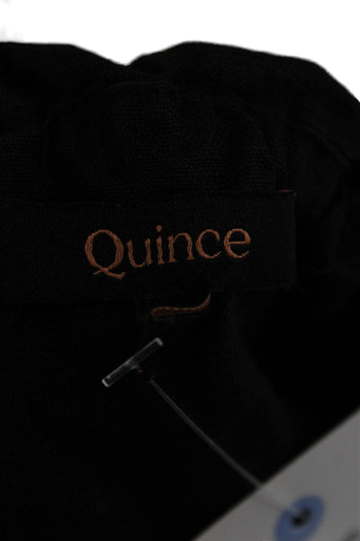 Quince Women Black Linen Square Neck Sleeveless Basic Tank Size XL
