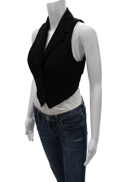 Zara Women Black Linen V Neck Sleeveless Button Vest Size M