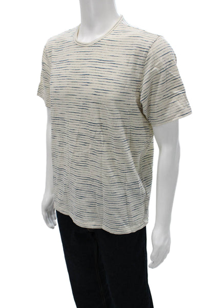 Corridor Mens T-Shirt Beige Cotton Striped Crew Neck Short Sleeve Size M
