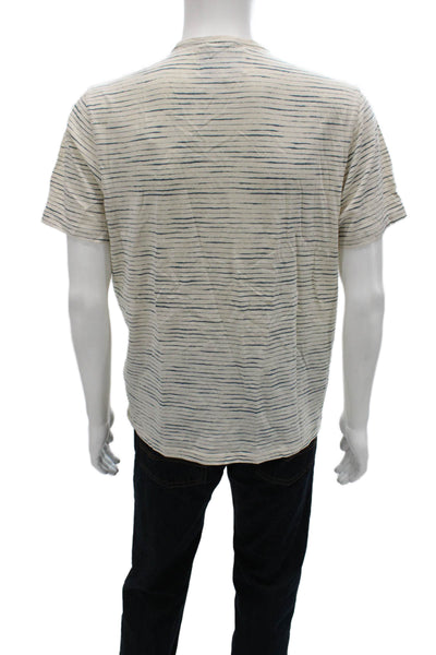 Corridor Mens T-Shirt Beige Cotton Striped Crew Neck Short Sleeve Size M