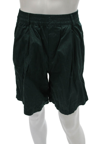 Zara Womens Bermuda Shorts Green Cotton Pull On Size S