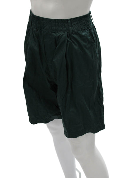 Zara Womens Bermuda Shorts Green Cotton Pull On Size S