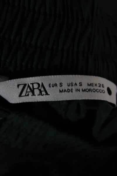 Zara Womens Bermuda Shorts Green Cotton Pull On Size S