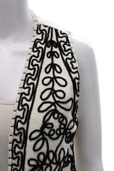 Zara Women Floral Cotton Vest White Sleeveless Size S