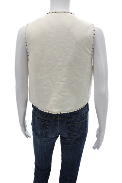 Zara Women Floral Cotton Vest White Sleeveless Size S