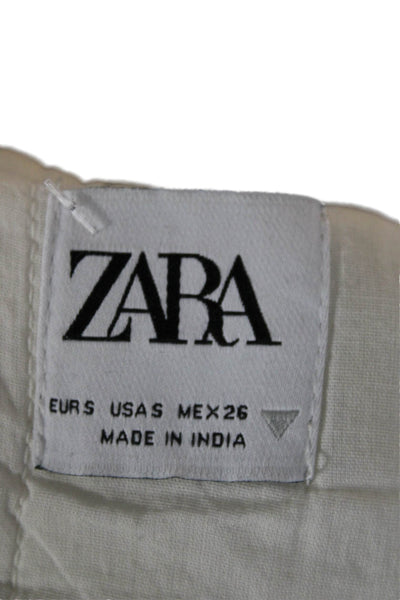 Zara Women Floral Cotton Vest White Sleeveless Size S