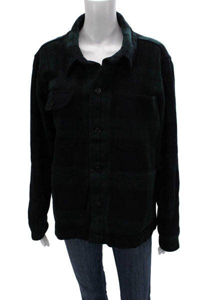 Alex Mill Mens Green Plaid Jacket Button Longsleeve Recycled Wool Size M