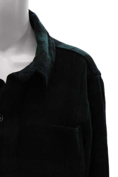 Alex Mill Mens Green Plaid Jacket Button Longsleeve Recycled Wool Size M