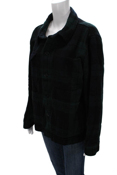 Alex Mill Mens Green Plaid Jacket Button Longsleeve Recycled Wool Size M