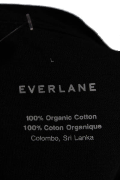 Everlane Womens Basic Black Organic Cotton Mock Neck Short Sleeve Tee Size L