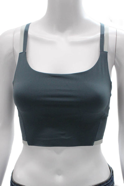 Rhone Womens Spaghetti Strap Stretch Knit Sports Bra Blue Gray Size XS