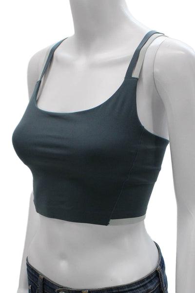 Rhone Womens Spaghetti Strap Stretch Knit Sports Bra Blue Gray Size XS