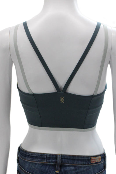 Rhone Womens Spaghetti Strap Stretch Knit Sports Bra Blue Gray Size XS