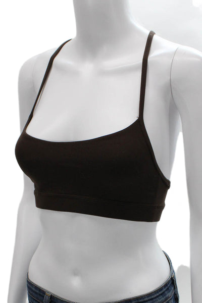 Lululemon Womens Spaghetti Strap Square Neck Stretch Sports Bra Brown Size 2