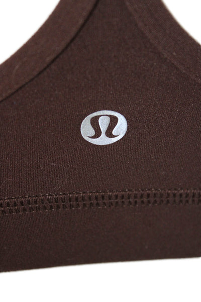 Lululemon Womens Spaghetti Strap Square Neck Stretch Sports Bra Brown Size 2
