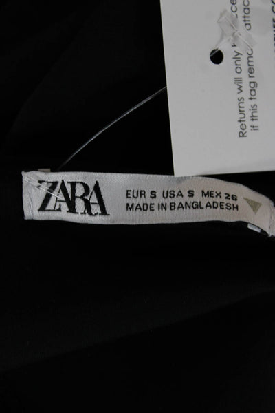 Zara Women Bodycon Dress Black Square Neck Sleeveless Midi Nylon Size S