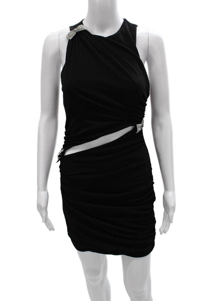Zara Womens Black Sleeveless Bodycon Dress Neck Zip Polyester Short Size S