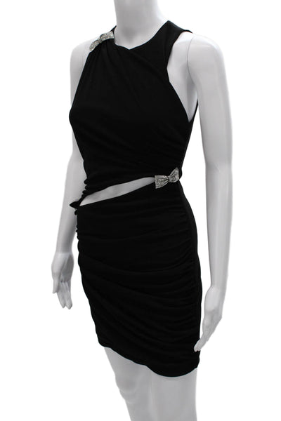Zara Womens Black Sleeveless Bodycon Dress Neck Zip Polyester Short Size S