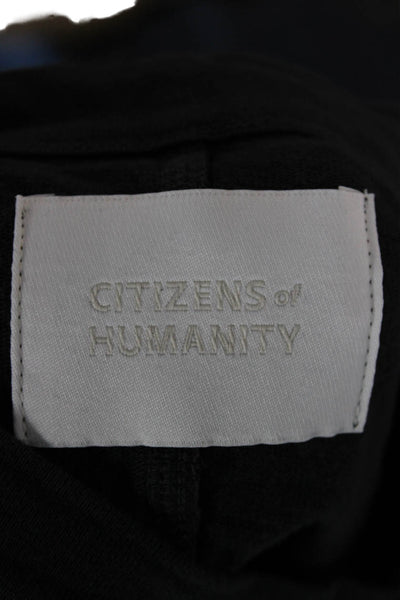 Citizens of Humanity Mens Henley Long Sleeve T Shirt Black Cotton Size L