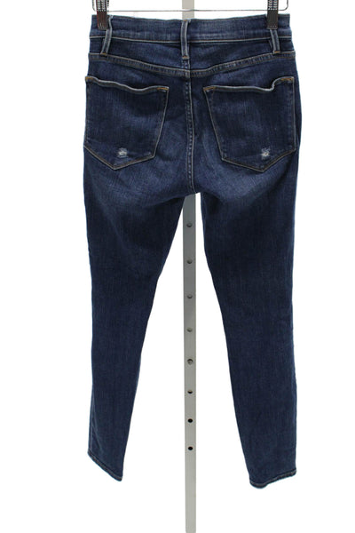 Frame Womens Skinny High Rise Blue Cotton Jeans Zip Inseam 28 Size 25