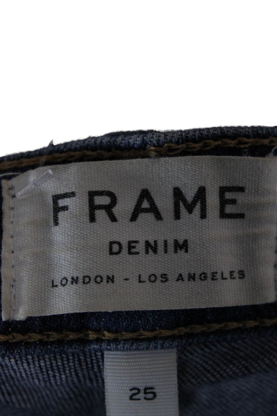 Frame Womens Skinny High Rise Blue Cotton Jeans Zip Inseam 28 Size 25
