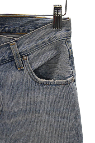 Agolde Women High Rise Tapered Jeans Blue Button 100% Cotton Size 23