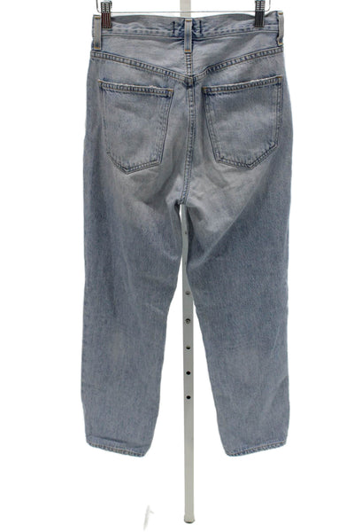 Agolde Women High Rise Tapered Jeans Blue Button 100% Cotton Size 23
