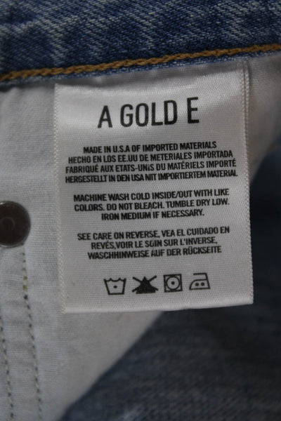 Agolde Women High Rise Tapered Jeans Blue Button 100% Cotton Size 23