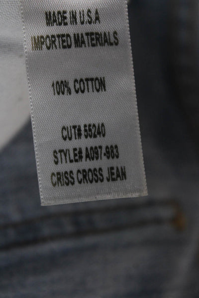 Agolde Women High Rise Tapered Jeans Blue Button 100% Cotton Size 23