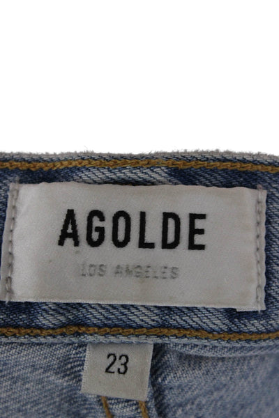 Agolde Women High Rise Tapered Jeans Blue Button 100% Cotton Size 23