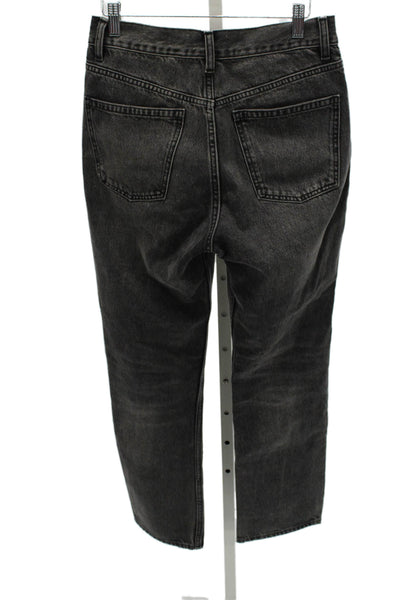Zara Womens Black Straight Jeans Mid Rise Cotton Button Inseam 30 Size 6